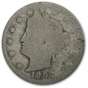 1892 Liberty Nickel broadstrike error showing expanded planchet diameter and missing collar rim compared to normal example